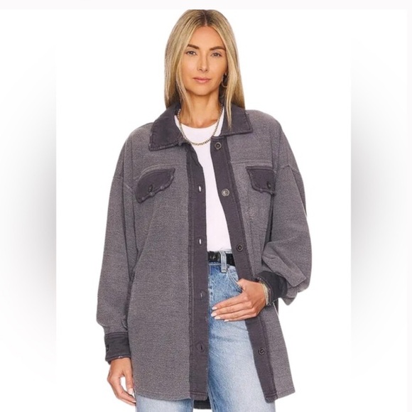 Free People Jackets & Blazers - Free People Ruby Jacket Incense Gray Medium Oversized Slouchy Shacket